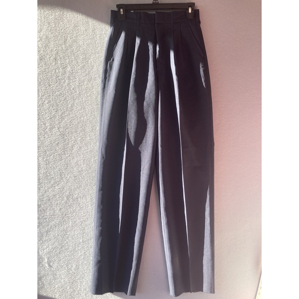 Vintage Hanover Uniform Pant Womens 8 Navy Blue high waist Pleated UNHEMMED 2444